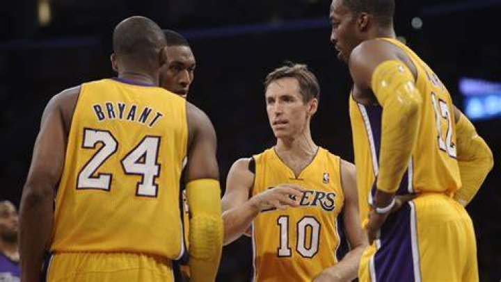 02 12 2012 Lakers vs Raptors John Ireland Puts Makeup On His Huge Dome