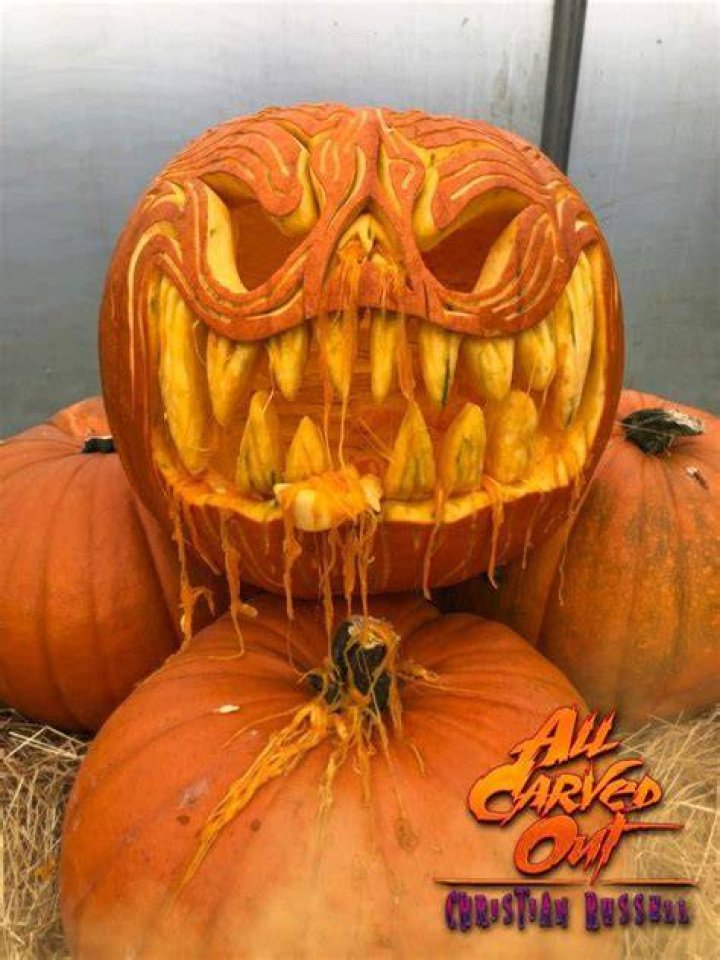 3D Halloween Pumpkin Carving Of Scary Spooky Clown Face