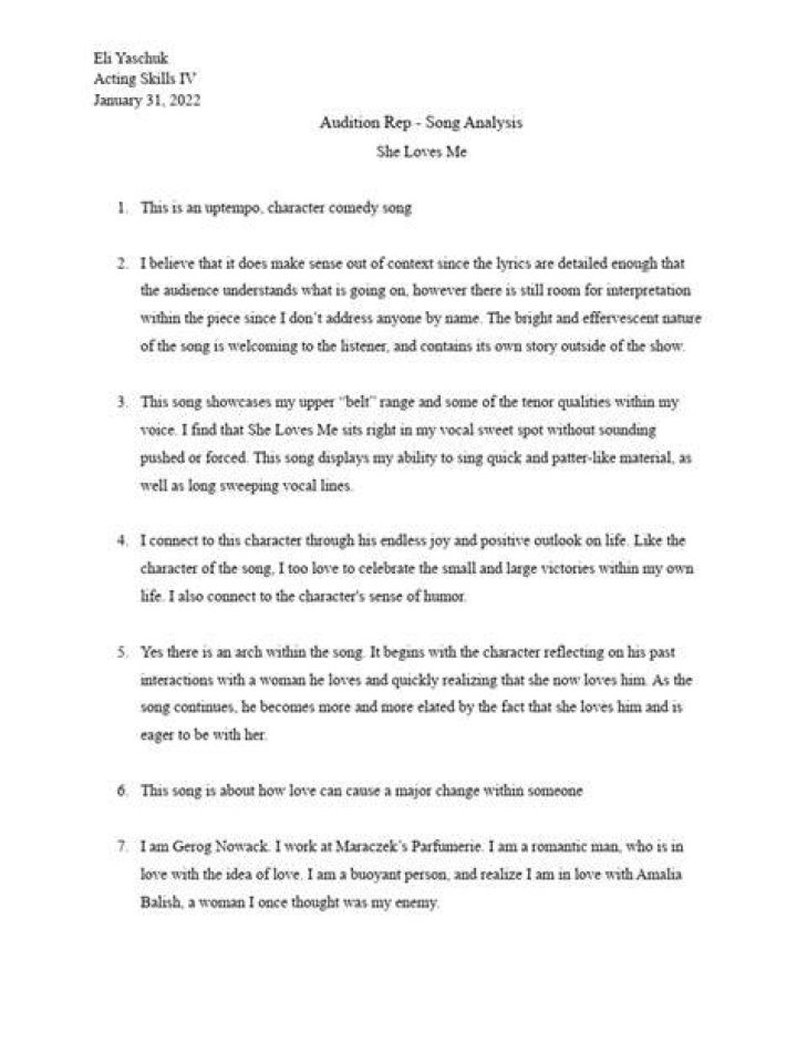 Audition song brief 14 &mdash; Songfinch