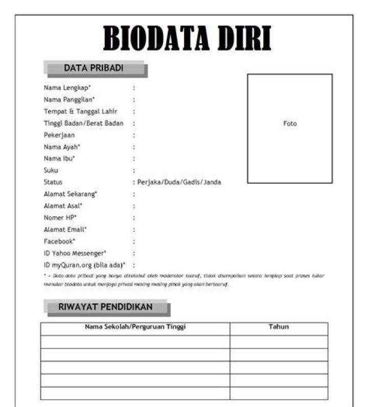 Contoh Biodata Kosong Contoh Box My XXX Hot Girl