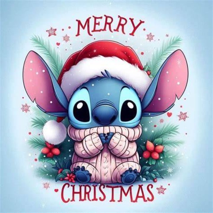 Download Merry Christmas Stitch With Angel Wallpaper