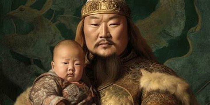Portrait of Genghis Khans son Ogedei from Yuan dynasty times Red hair