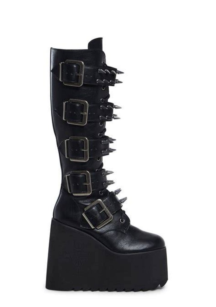 Widow Vegan Leather Buckle Platform Boots Goth boots, Platform boots